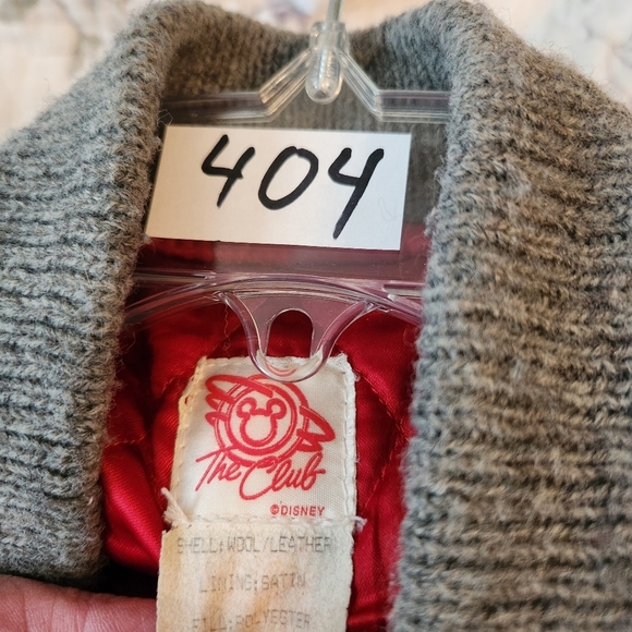 Disney Mickey Mouse Club Vintage Gray and Red Varsity Jacket Size M. Leather - Picture 6 of 6